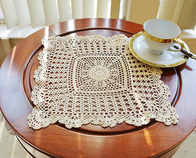 Wheat color Crochet Square Lace